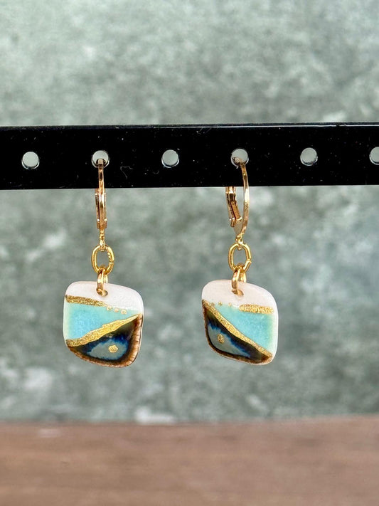 Oorring porselein vierkant