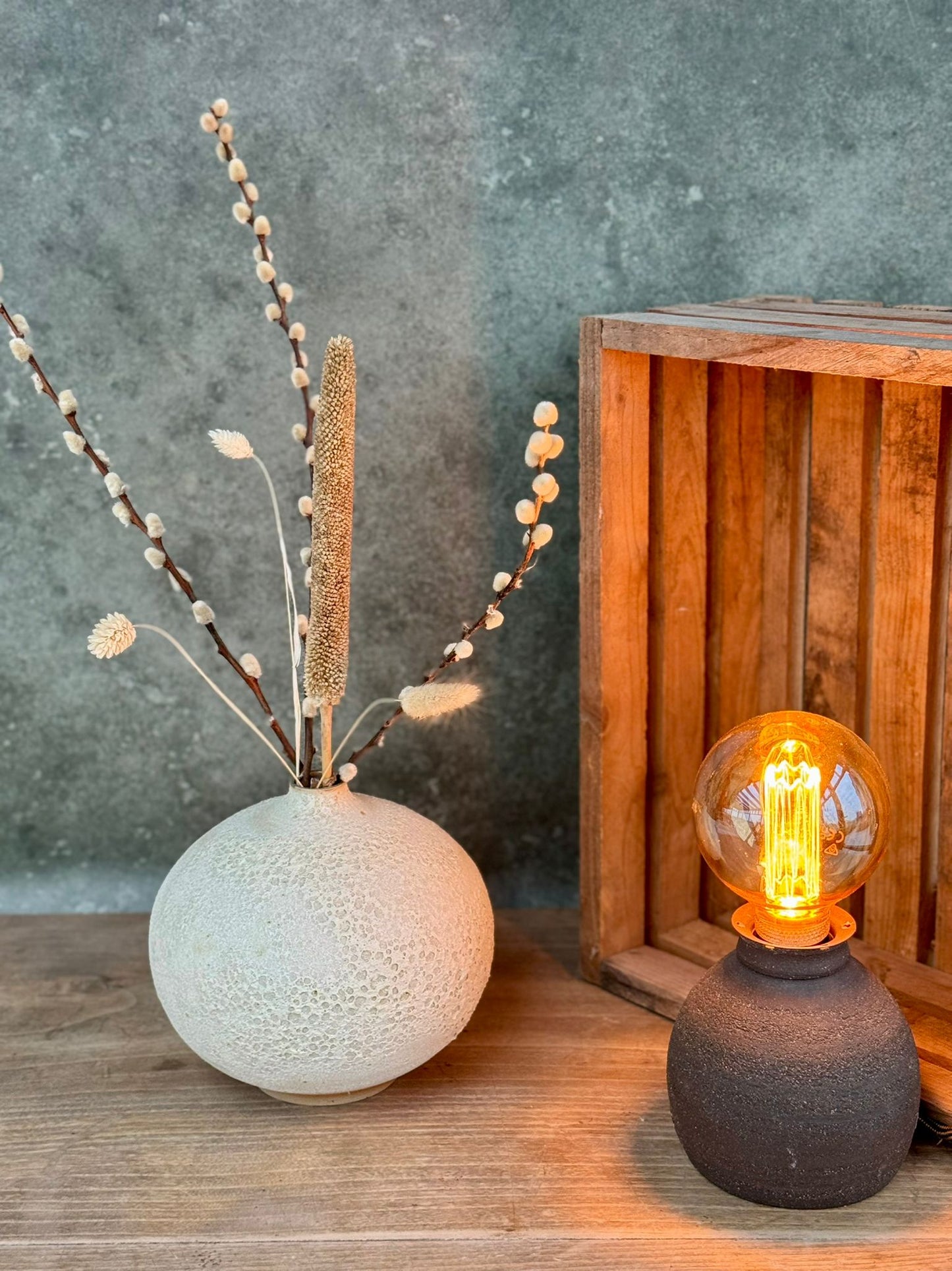 Sfeerlamp in ruwe bruine kleur